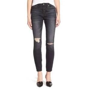 Madewell High Riser Skinny Jeans Dark Wash‎ Distressed Ripped Knee E1565 Size 29